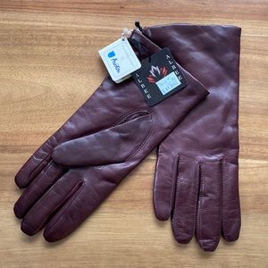Women’s Albee Burgundy Leather Gloves. Never Worn.  Wool Lined